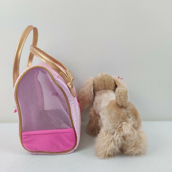 Pucci Pups Cocker Spaniel Plush Puppy & Golden Dot Glam Bag - Picture 3 of 10